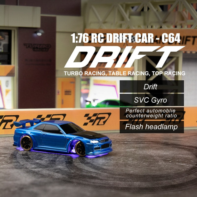RC Drift Car Turbo Racing 1:76 C64 Full Proportional Mini RC Car Toys