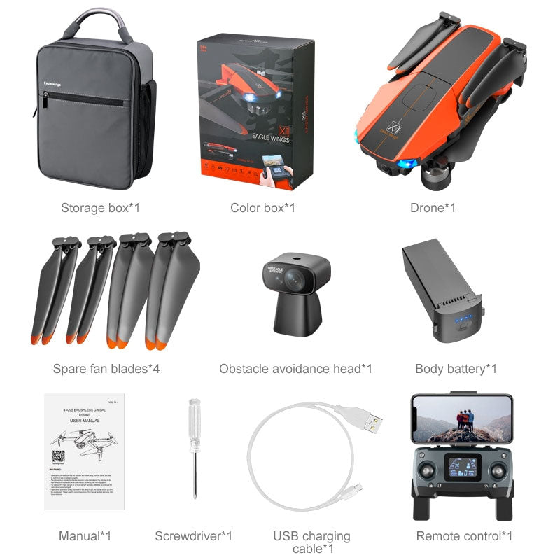 JJRC X22 3-Axis Gimbal 6K Drone Obstacle Avoidance Foldable Brushless Quadcopter