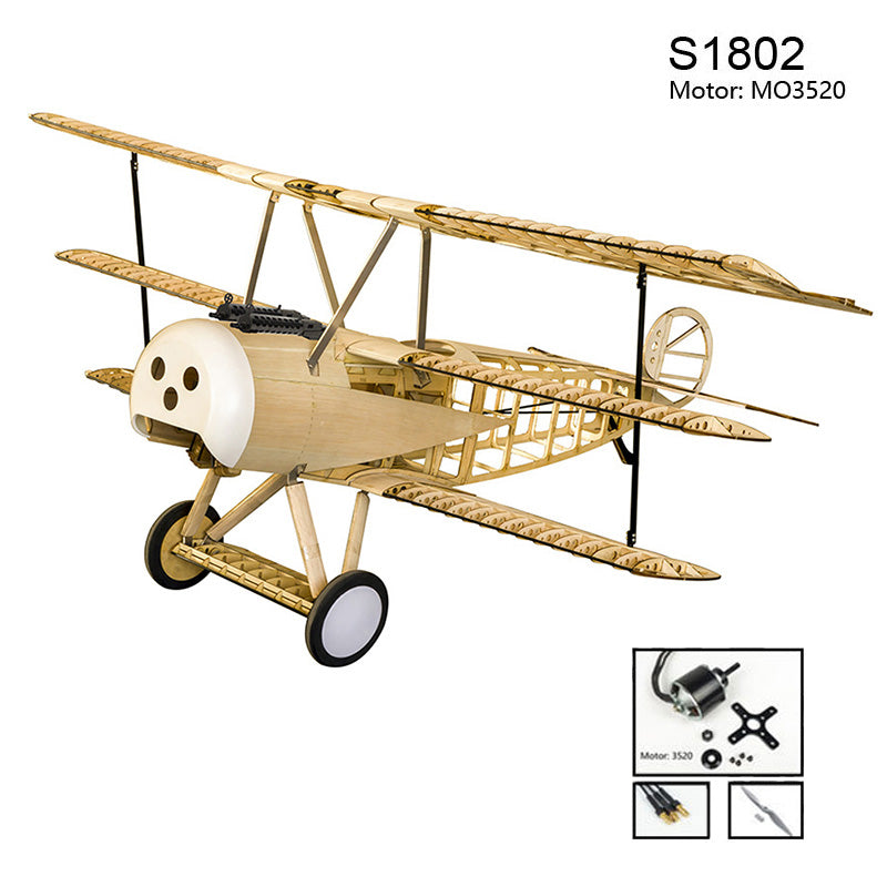 DWHobby Classic Fokker DR1 Balsa wood Plane ARF Large Electric or Gas Power Fixed Wing Balsa Plane Kits 1500mm Wingspan