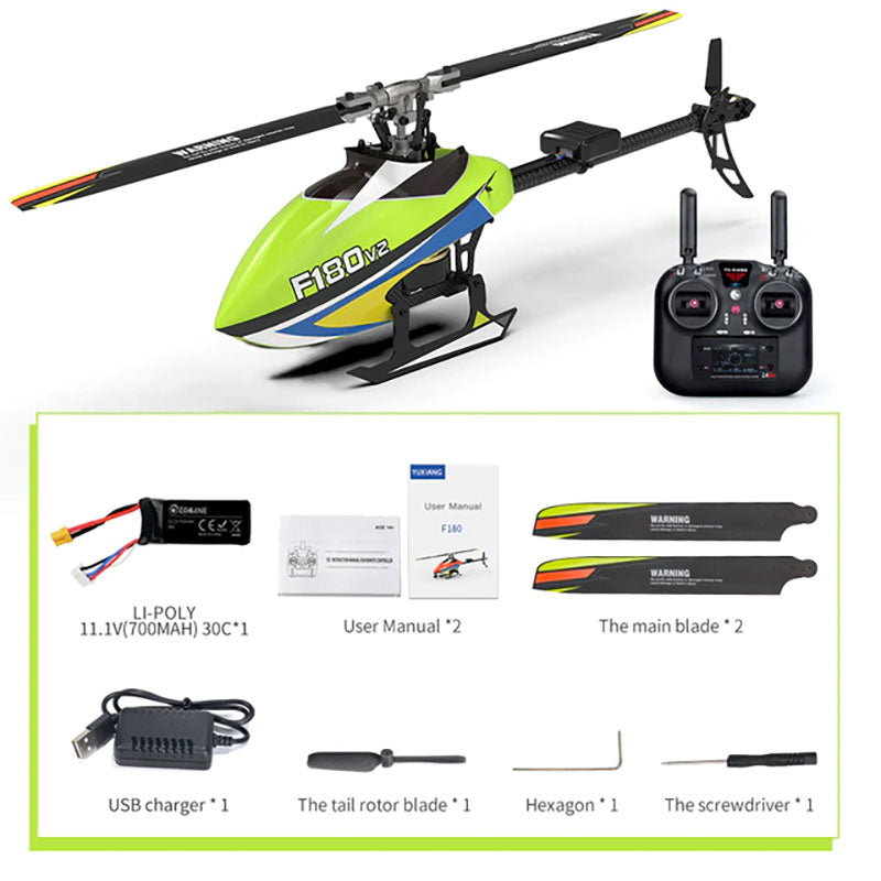 YXZNRC F180 V2 6CH 6-Axis Gyro Optical Flow Localization FPV Camera Brushless Helicopter