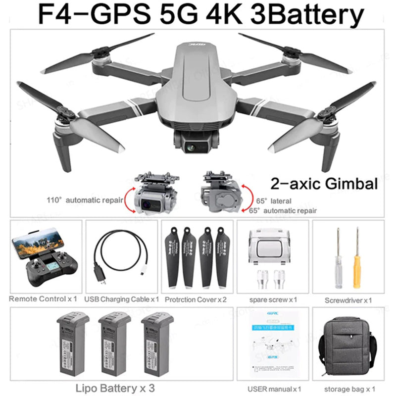 F4S 4K Drone 3-Axis Gimbal 360° Obstacle Avoidance Brushless Quadcopter