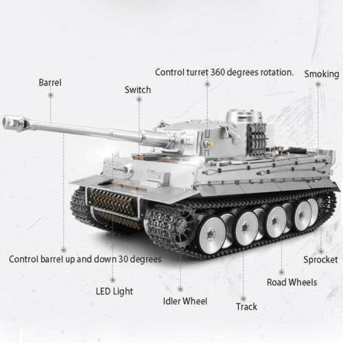 Heng Long RC Tank Customized Version Upgraded Full Metal German Tiger I