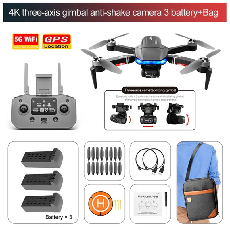 RC Drone S7S 3-Axis Gimbal 4K Camera Brushless Foldable Quadcopter