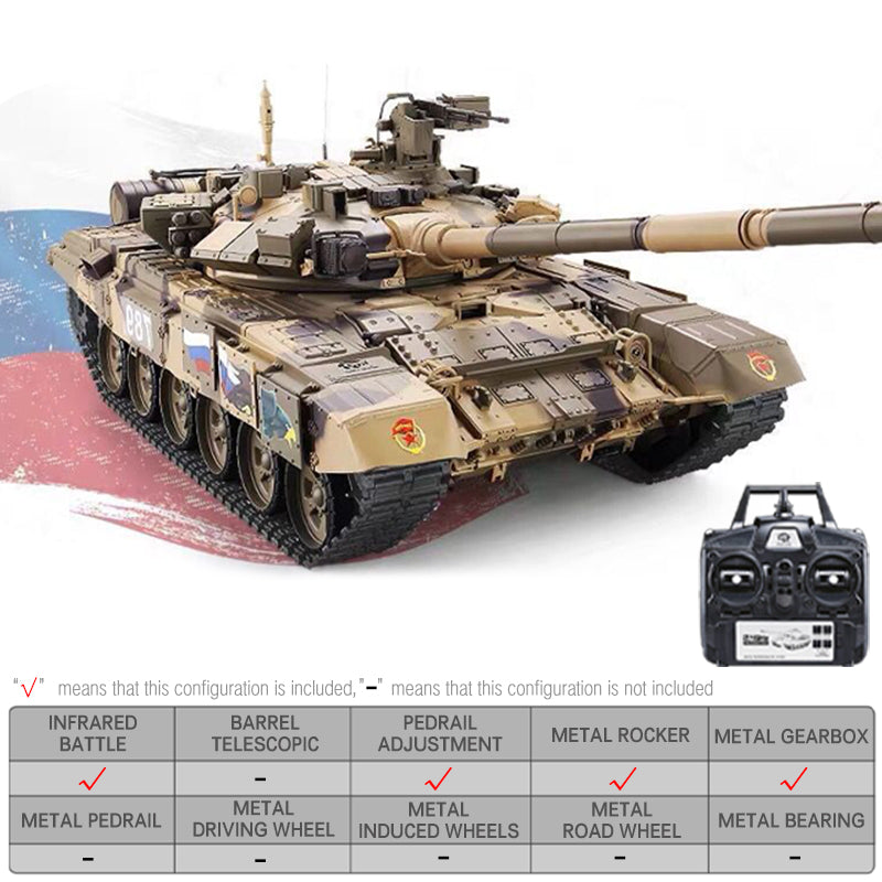Heng Long 3938 T90 RC Tank Russia Main Battle Tank 1/16 Upgrade Metal RC Tank toys