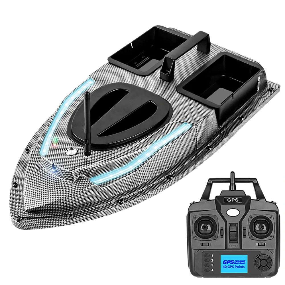 Remote Control Fishing Bait Boat RC Double Warehouse Fishing Bait Boat  Automatical Fish Hunting 500M Fishing Accessories,Black