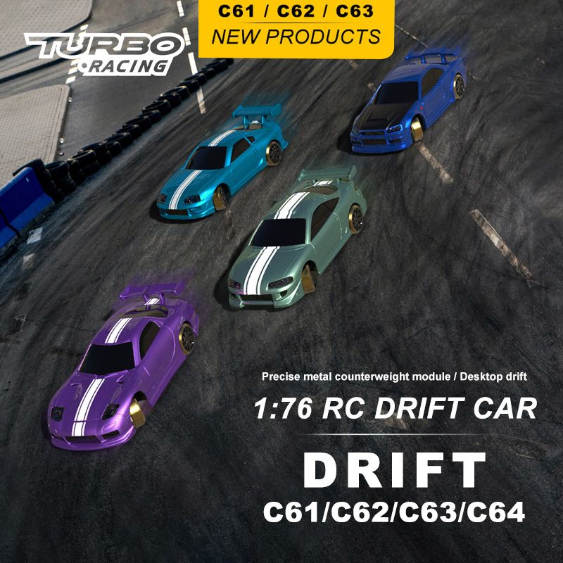 Turbo Racing 1:76 C61 C62 C63 Mini Drift RC Car
