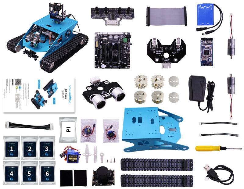 Yahboom G1 AI Vision Smart STEM Education Python Programming Tank Robot kit with WiFi Video Camera for Raspberry Pi 4B