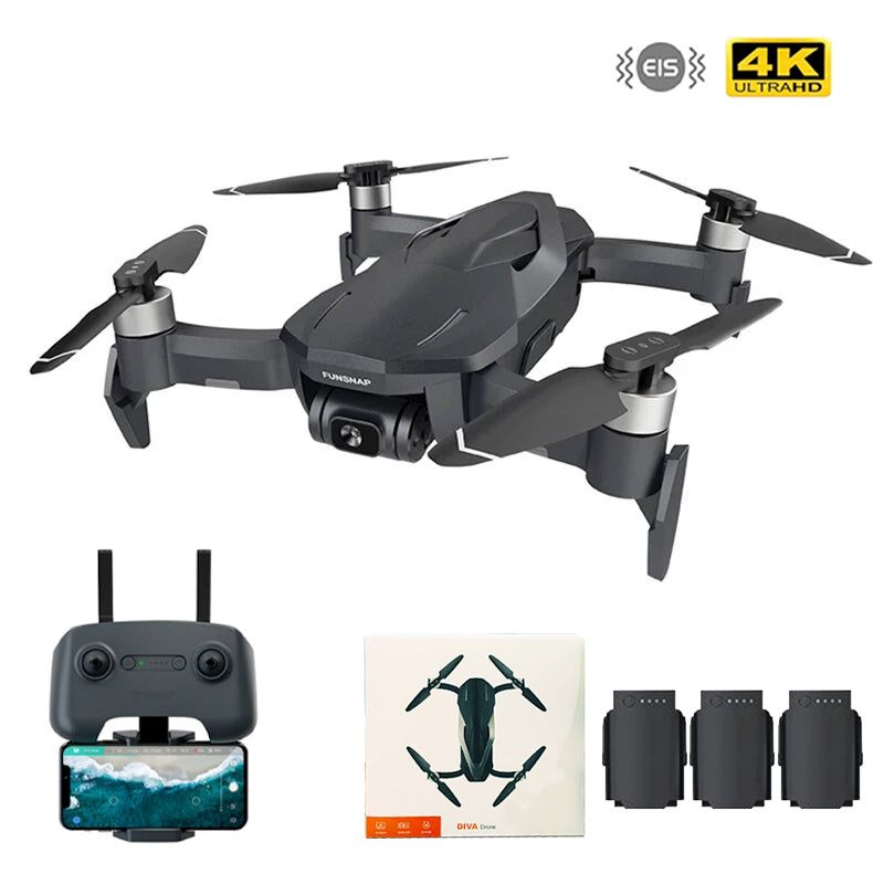 FUNSNAP DIVA 4K Drone 3-Axis EIS Gimbal 2KM FPV Quadcopter
