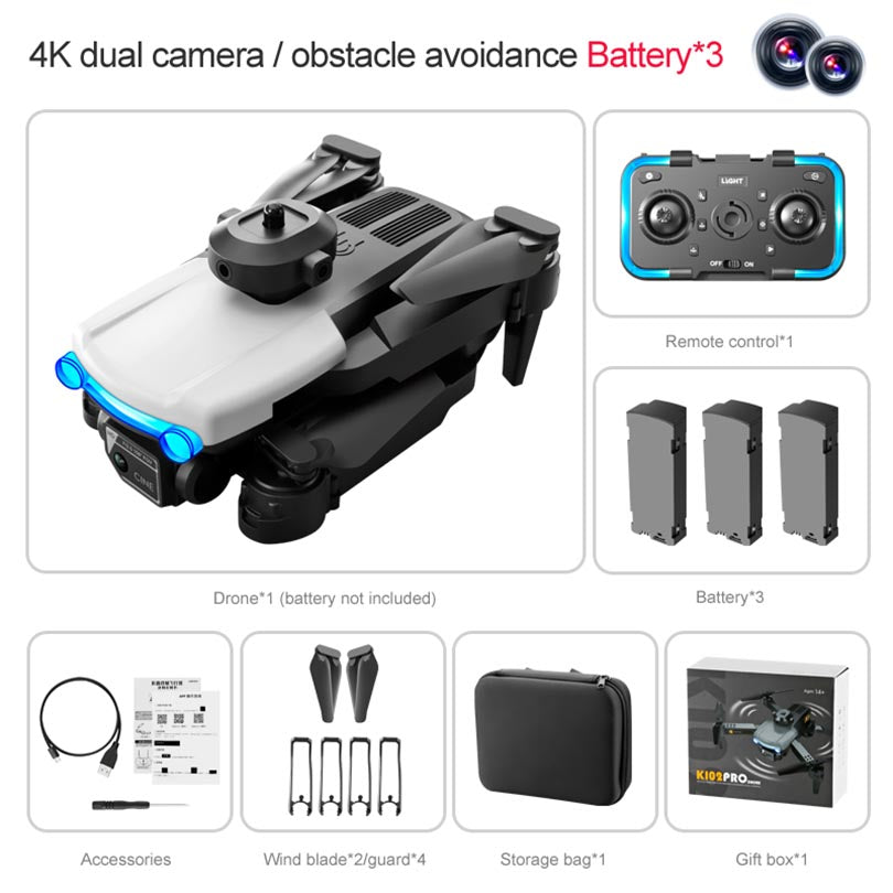 4K Drone K102 PRO Obstacle Avoidance Dual Camera Foldable Quadcopter
