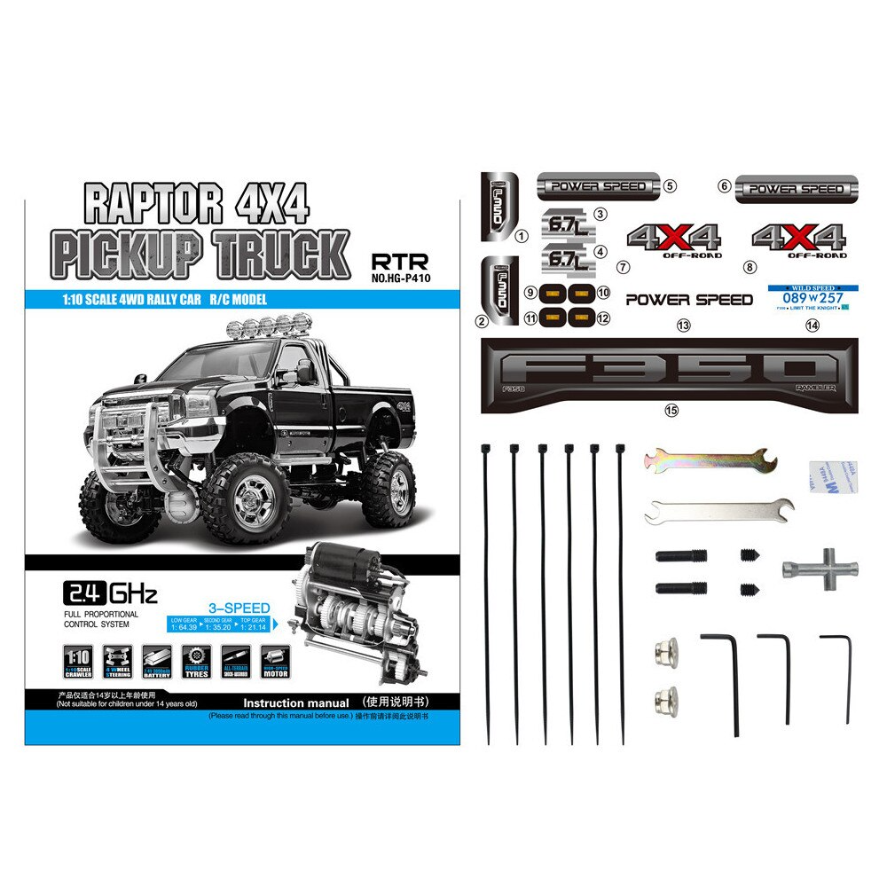 RC Car Pickup Truck Climbing Off-Road Vehicle HG P410 4WD Ford F350 Toys