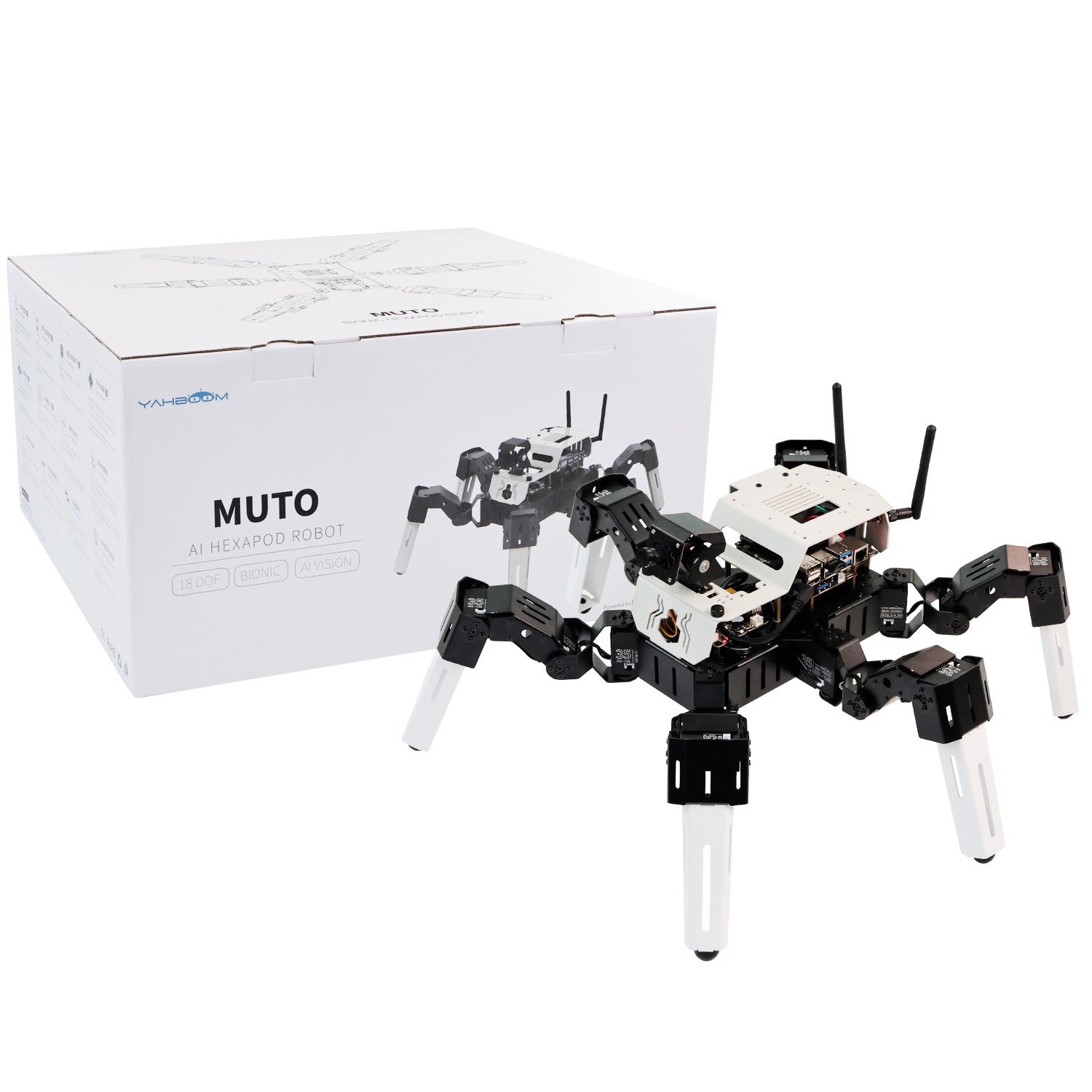 Yahboom 18DOF Muto S2 Hexapod Robot STEM Education Python Programming Robot with Raspberry Pi and NVIDIA Jetson NANO