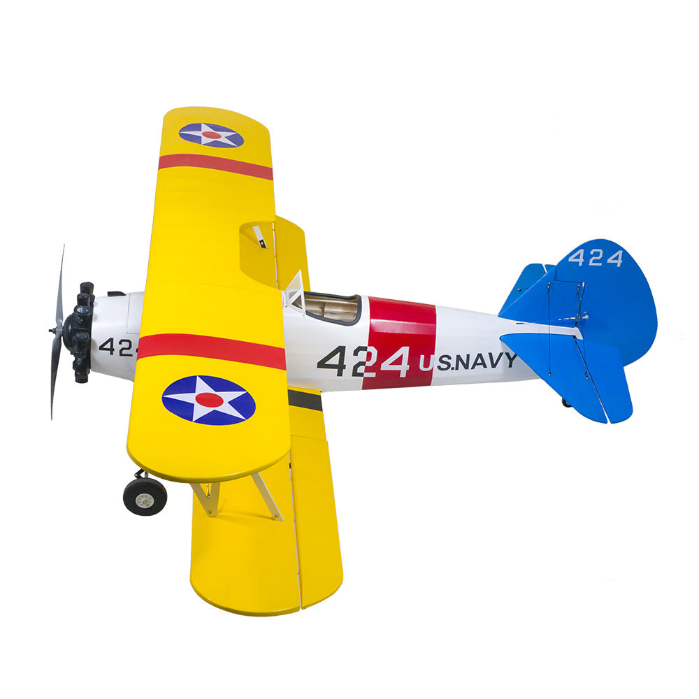 DWHobby Balsa wood Plane PT-17 Stearman ARF Large Electric or Gas Power Biplane Fixed Wing Balsa Plane Kits 1600mm Wingspan