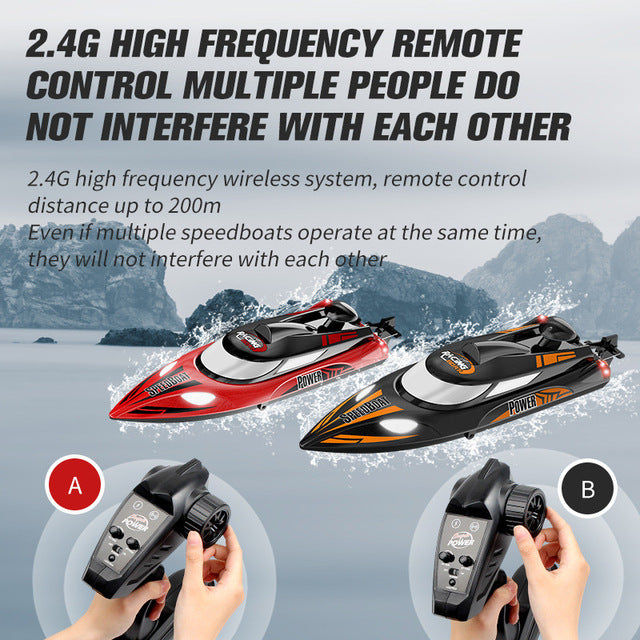 RC Boat HJ810 2.4G 4CH 180° Flip Waterproof 40Km/h High Speed RC Speedboat Toy