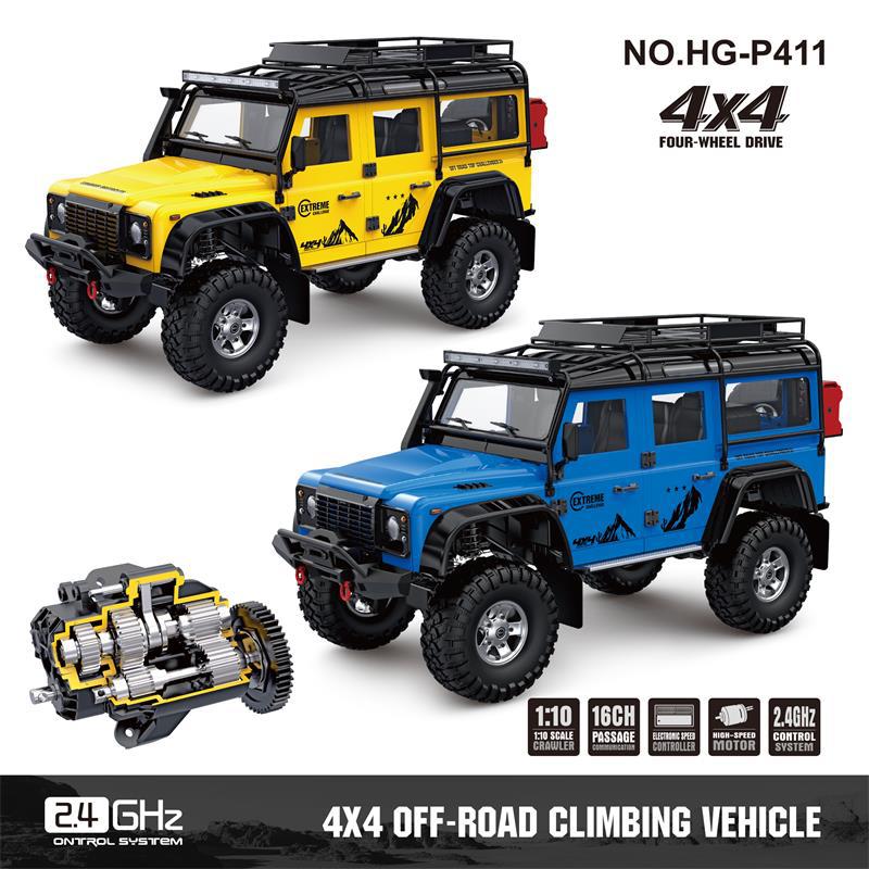 HG P411 1:10 RC Car 4x4 Off-road Electric Climbing Vehicle With Winch Light Sound Effect Smoke