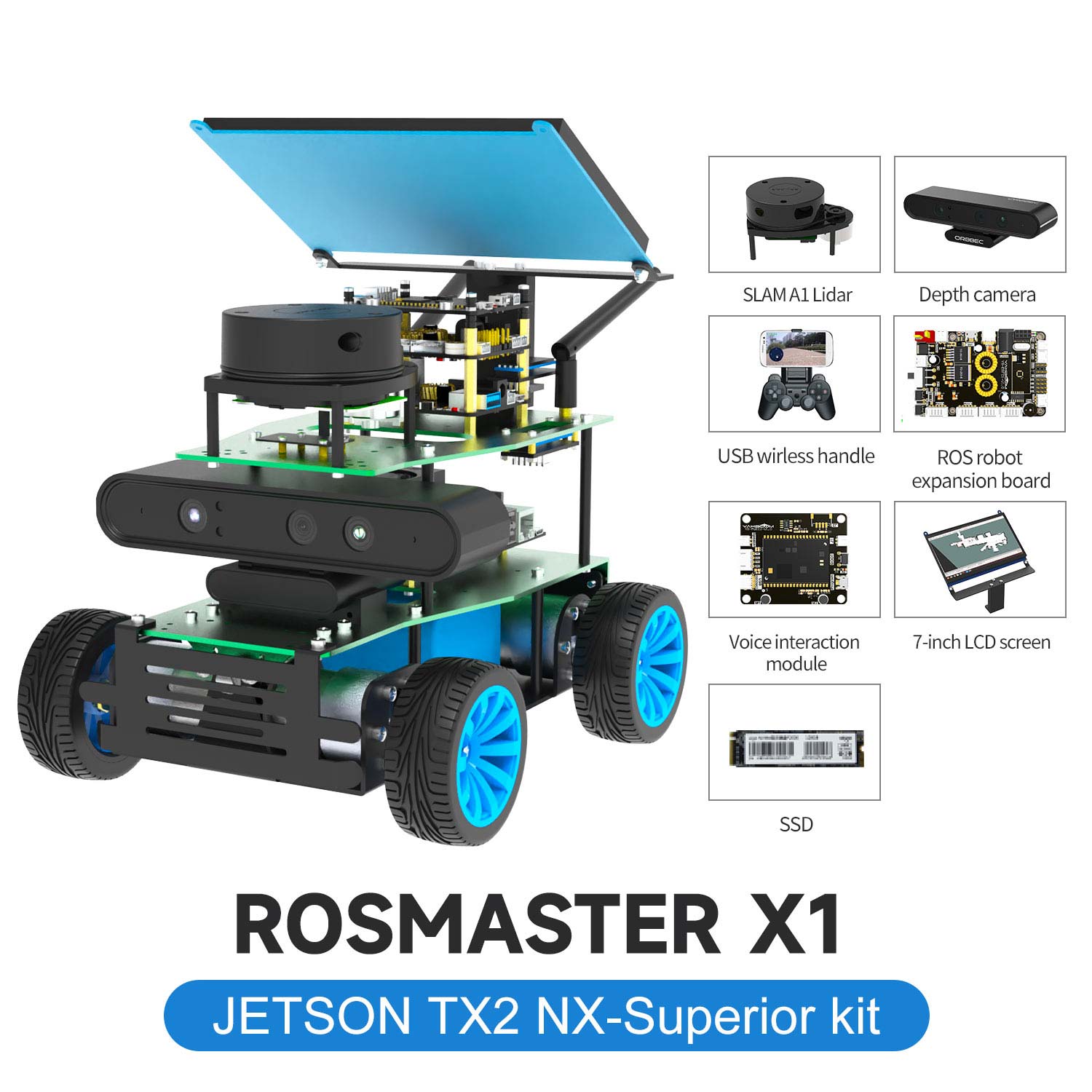 ROSMASTER X1 ROS STEM Education Python Programming Robot for Jetson NANO 4GB/TX2 NX/RaspberryPi 4B