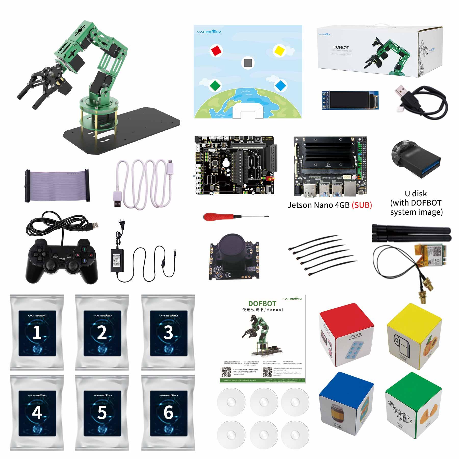 Yahboom DOFBOT AI Vision Robotic Arm ROS STEM Education Python Programming Robot for Jetson NANO 4GB(B01/SUB)