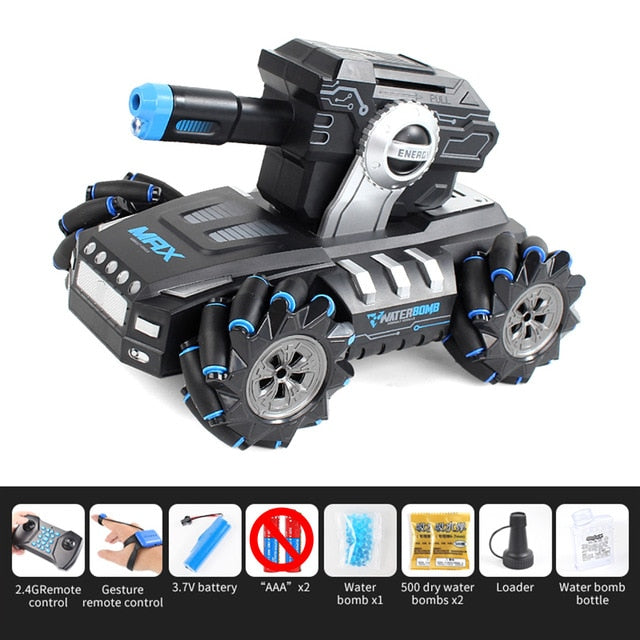 RC tank 4WD can fire water bombs drift horizontal movement rotating toys