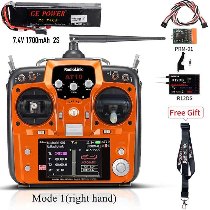 Radiolink AT10II 12CH RC Transmitter R12DS Receiver 2.4GHz DSSS&FHSS Spread Radio Remote Controller for RC Drone/Fixed Wing/Multicopters/Helicopter