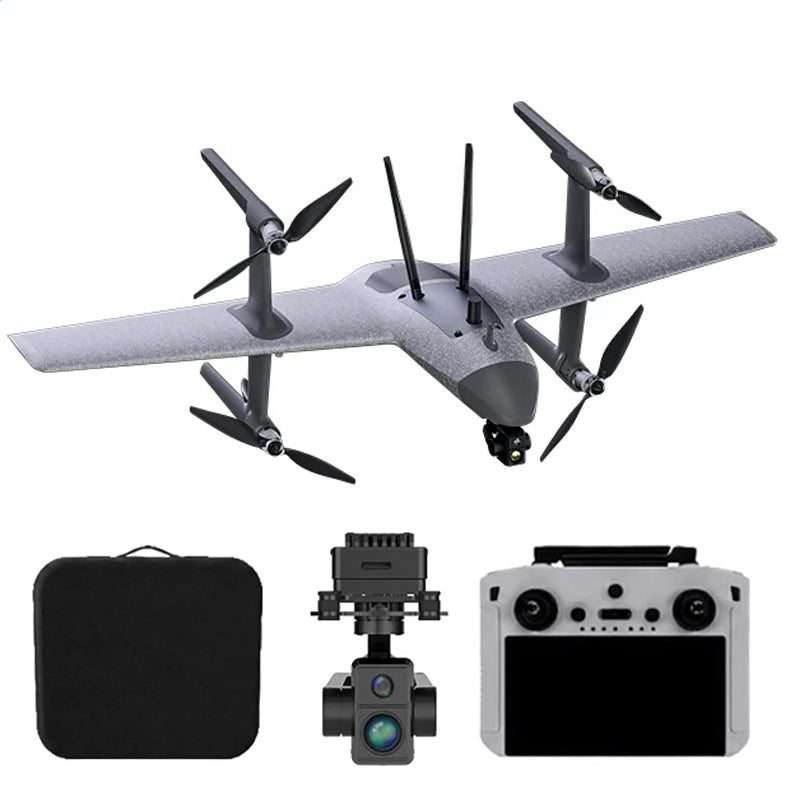 HEQUVA SWAN VOYAGER K8T-V2 VTOL Fixed Wing UAV 4K Thermal Imaging Drone AI Tracking Flight 15KM Video Transmission