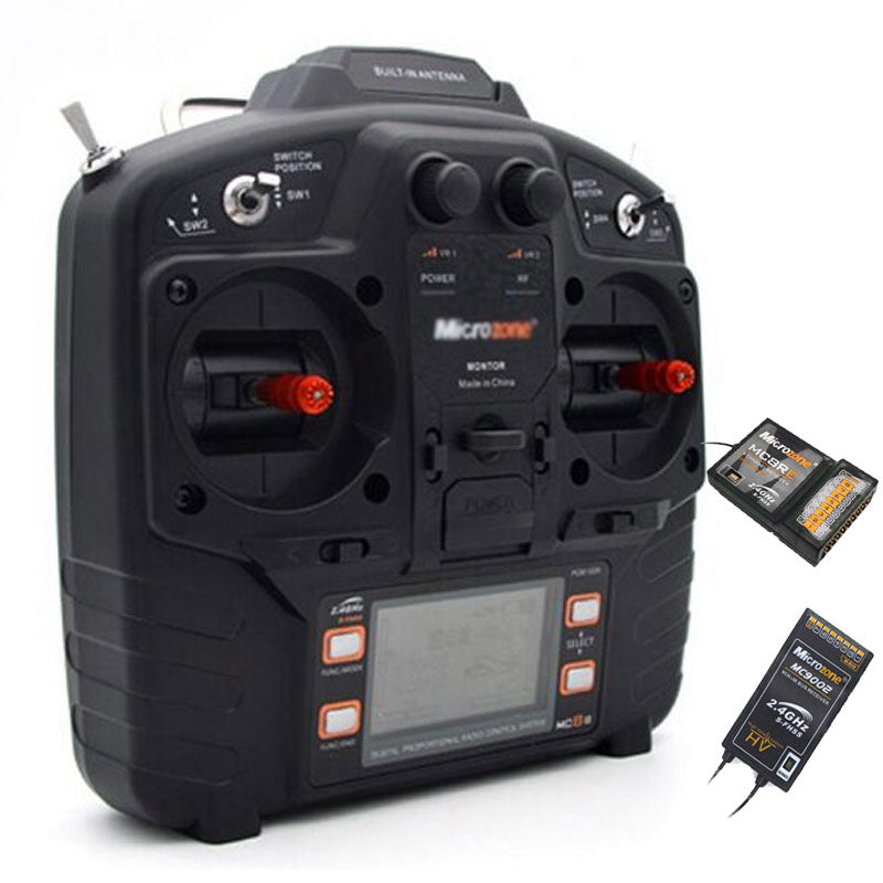 Microzone MC8B 2.4G 8CH Remote Control Transmitter & MC9002 CH Receiver Radio System for RC Aircraft Fixed-wing Helicopter Drone