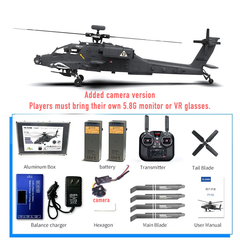 YUXIANG F11S Apache Helicopter Intelligent Version GPS Altitude Hold Optical Flow Positioning Radar Brushless 3D Stunt 1:32 Scale Helicopter