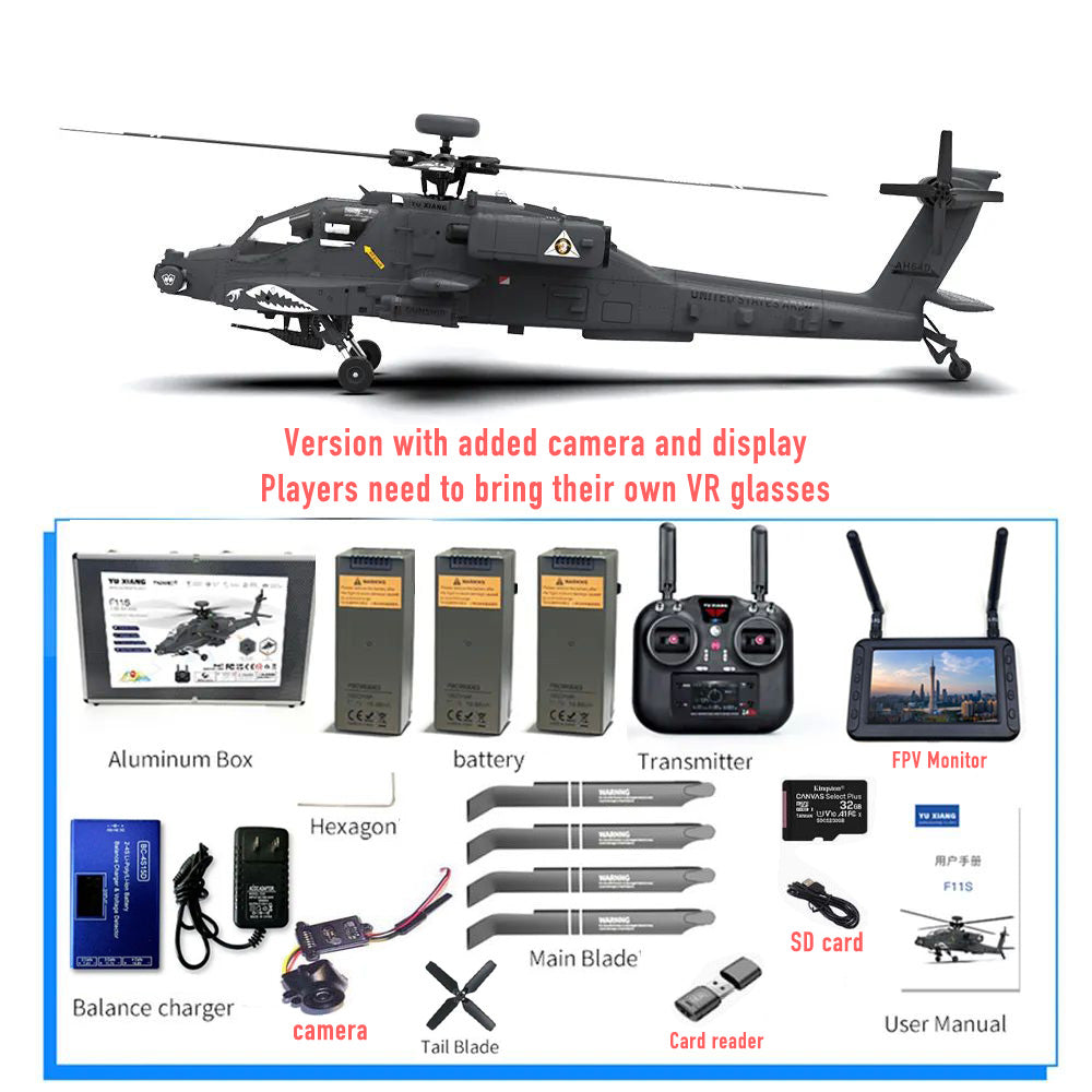 YUXIANG F11S Apache Helicopter Intelligent Version GPS Altitude Hold Optical Flow Positioning Radar Brushless 3D Stunt 1:32 Scale Helicopter