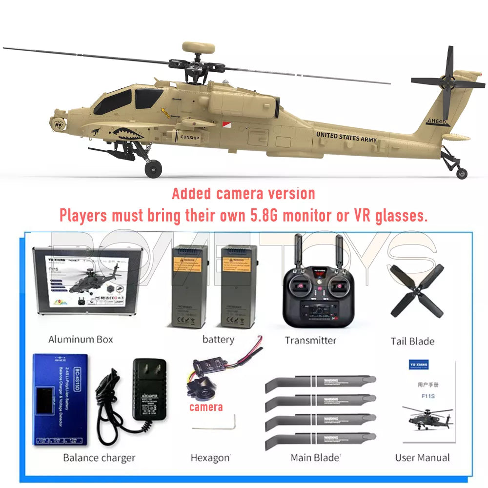 YUXIANG F11H Apache RC Helicopter GPS Altitude Hold Optical Flow Positioning Radar Brushless 3D Stunt Intelligent Helicopter