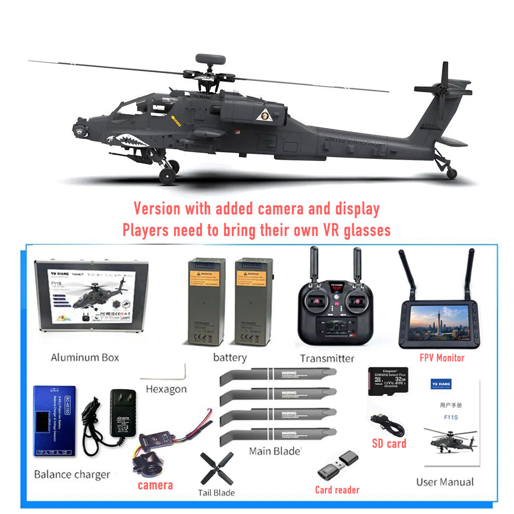 YUXIANG F11S Apache Helicopter Intelligent Version GPS Altitude Hold Optical Flow Positioning Radar Brushless 3D Stunt 1:32 Scale Helicopter