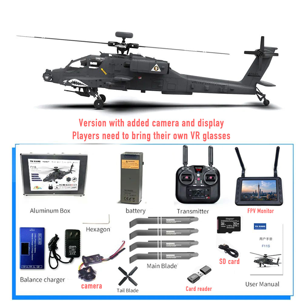 YUXIANG F11S Apache Helicopter Intelligent Version GPS Altitude Hold Optical Flow Positioning Radar Brushless 3D Stunt 1:32 Scale Helicopter