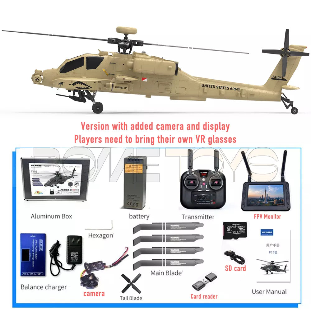 YUXIANG F11H Apache RC Helicopter GPS Altitude Hold Optical Flow Positioning Radar Brushless 3D Stunt Intelligent Helicopter