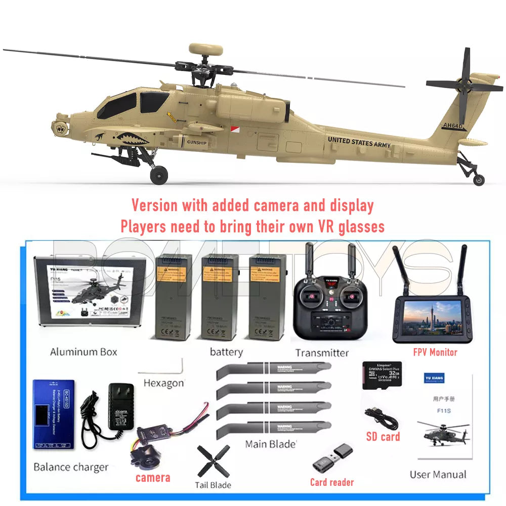YUXIANG F11H Apache RC Helicopter GPS Altitude Hold Optical Flow Positioning Radar Brushless 3D Stunt Intelligent Helicopter