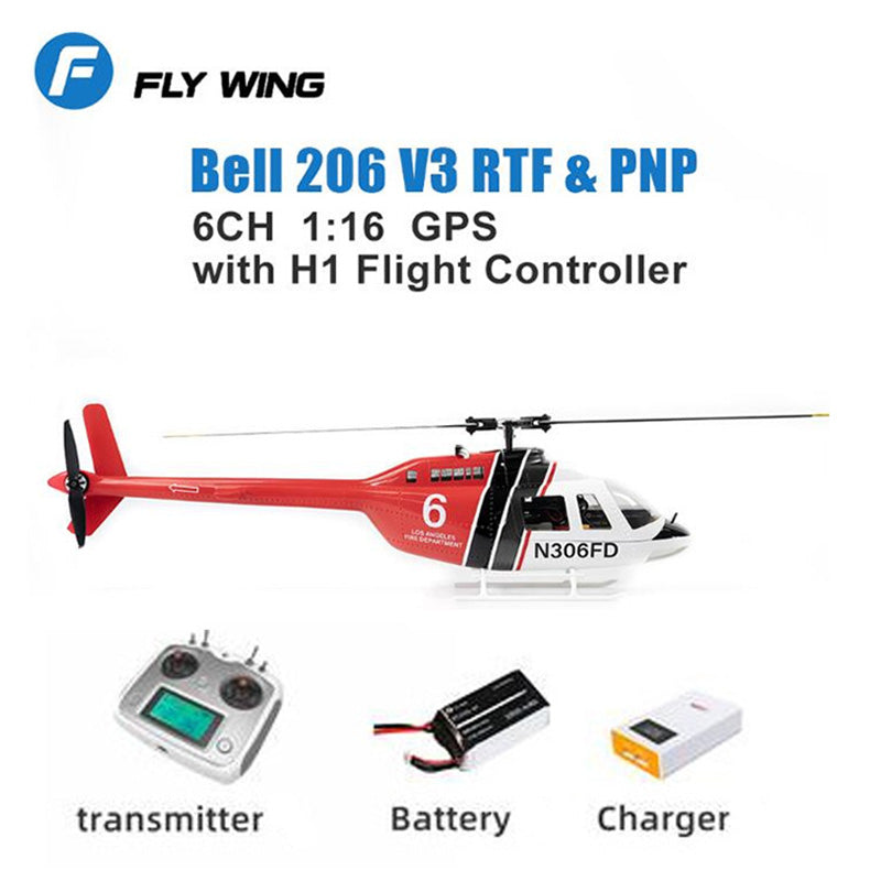 FLY WING Bell 206 V3 470 CLASS Large RC Helicopter With H1 Flight Controller GPS PNP / RTF