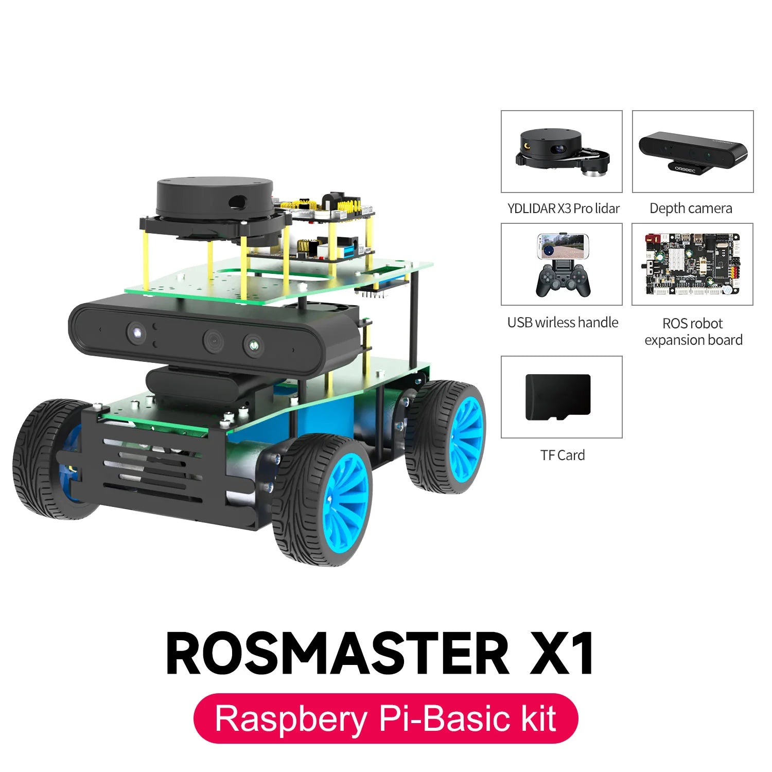 ROSMASTER X1 ROS STEM Education Python Programming Robot for Jetson NANO 4GB/TX2 NX/RaspberryPi 4B