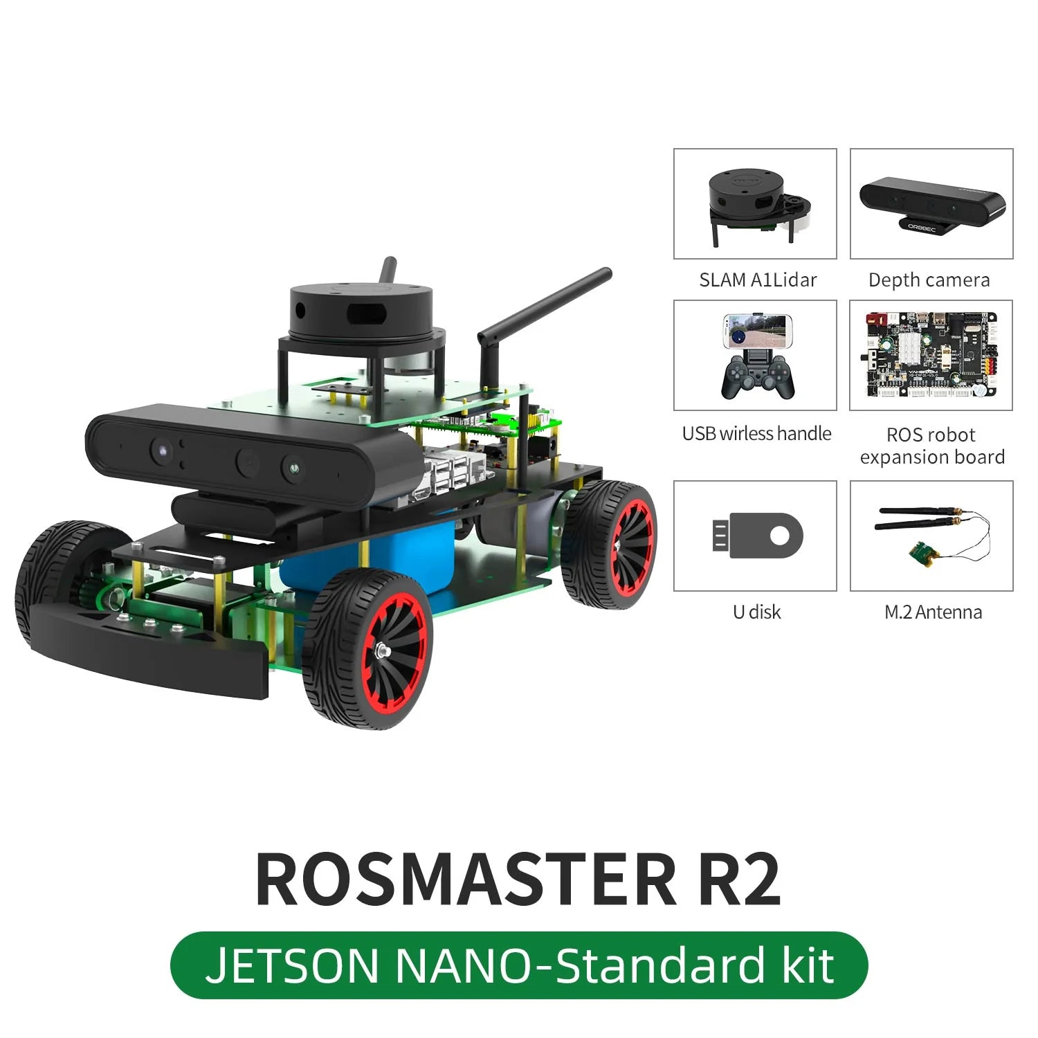 ROSMASTER R2 ROS2 STEM Education Python Programming Robot with Ackermann structure for Jetson NANO 4GB/Orin NANO/Orin NX/RPi 4B(Max Speed:1.8m/s)