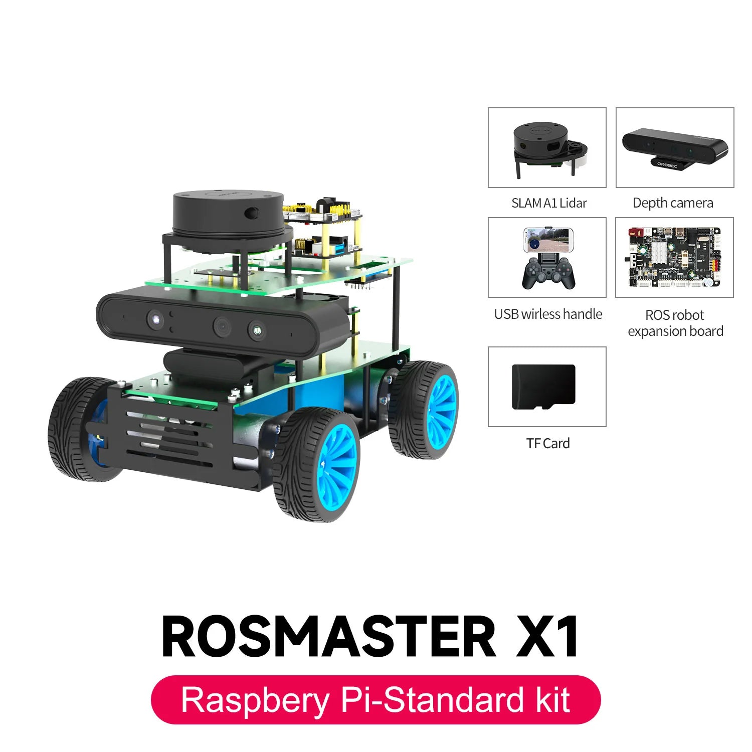 ROSMASTER X1 ROS STEM Education Python Programming Robot for Jetson NANO 4GB/TX2 NX/RaspberryPi 4B