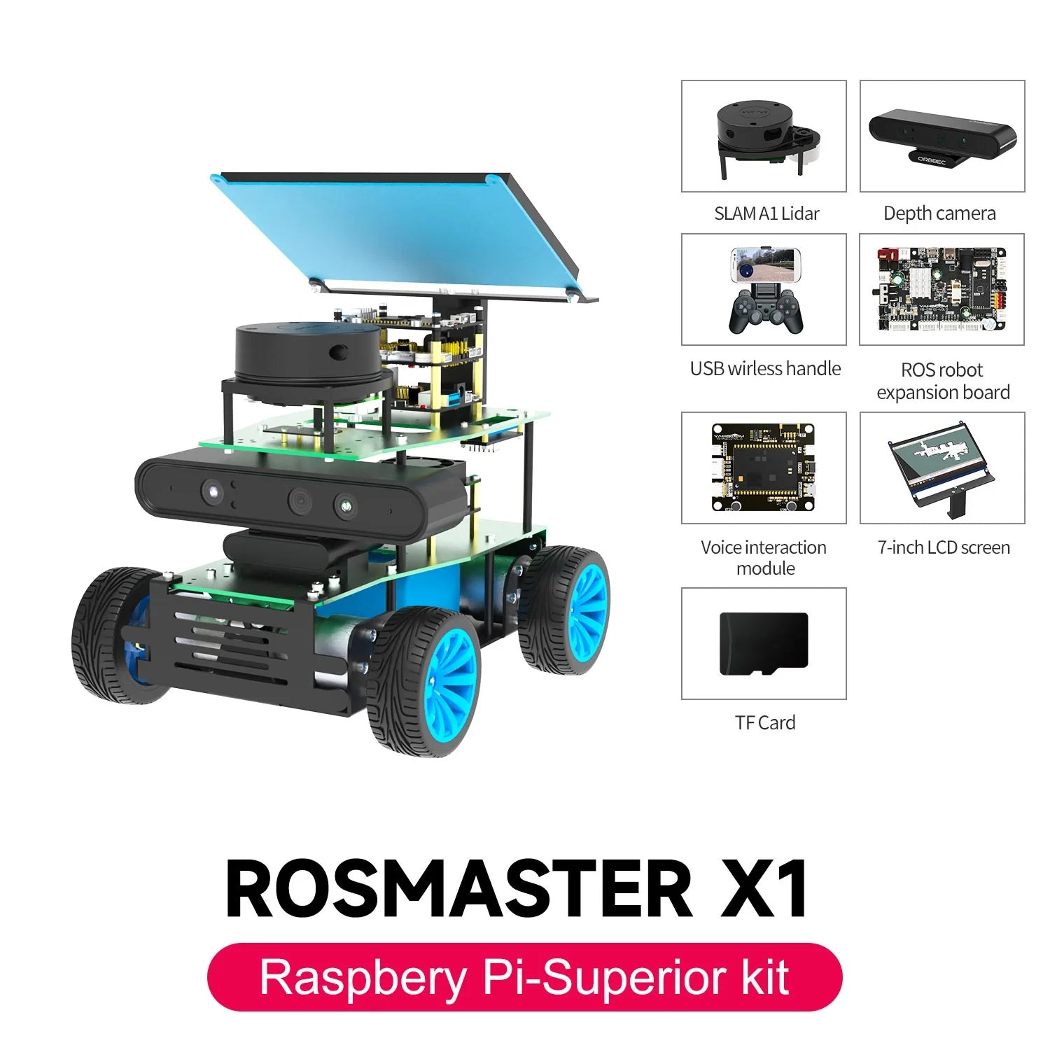 ROSMASTER X1 ROS STEM Education Python Programming Robot for Jetson NANO 4GB/TX2 NX/RaspberryPi 4B