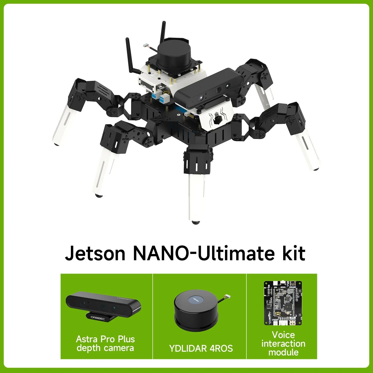 Yahboom 18DOF Muto RS Hexapod Robot ROS2 STEM Education Python Programming Robot for Raspberry Pi 4B and NVIDIA Jetson NANO