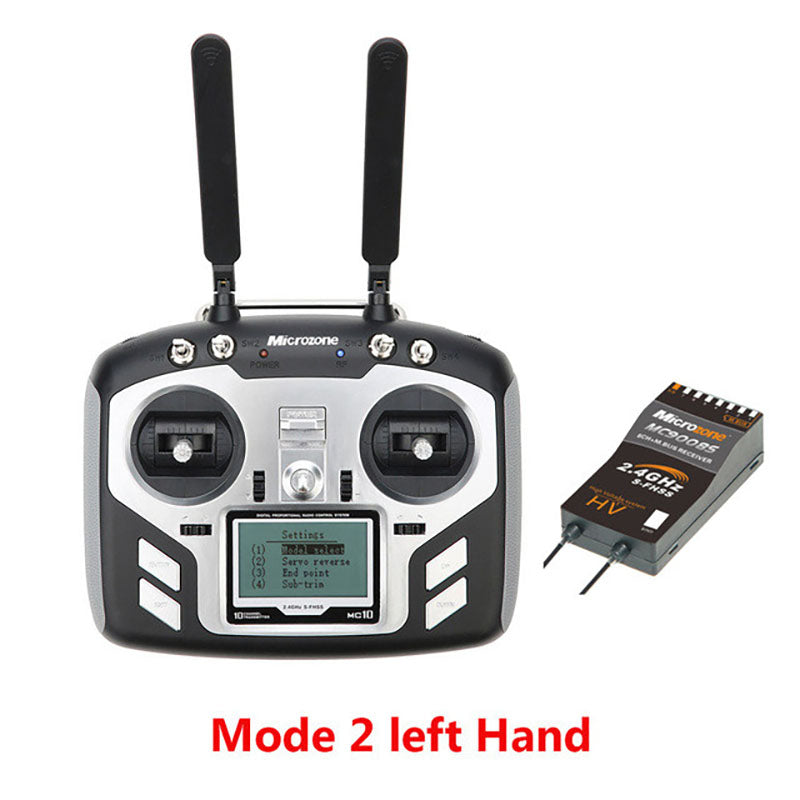 Microzone MC10 10CH 2.4GHz FHSS RC Transmitter With MC9008S Receiver For Drones Fixed-wing Aircraft Helicopters Vehicles Ships