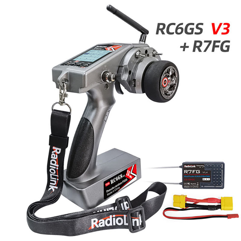 Radiolink RC6GS V3 2.4G 7 Channel Radio Transmitter with R7FG Receiver Gyro Telemetry Included Remote Controller for RC Car Boat