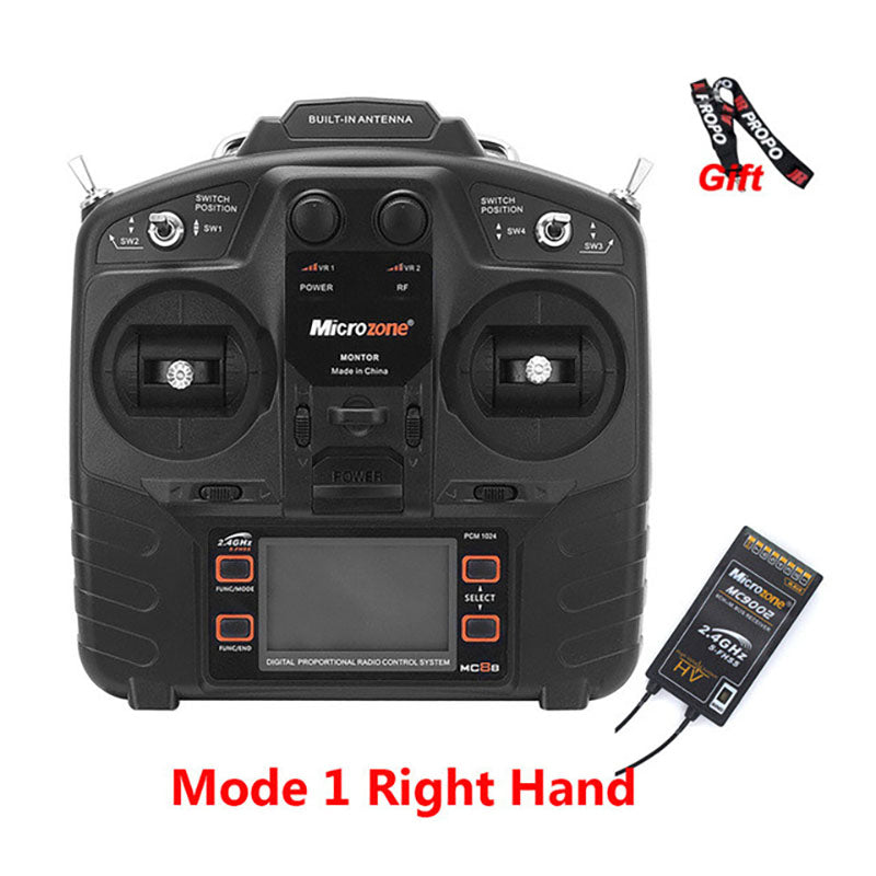 Microzone MC8B 2.4G 8CH Remote Control Transmitter & MC9002 CH Receiver Radio System for RC Aircraft Fixed-wing Helicopter Drone