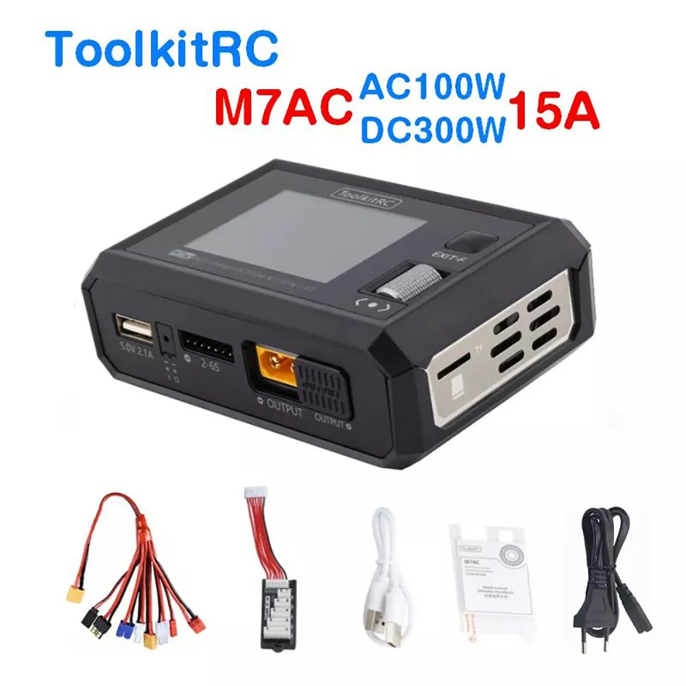 ToolkitRC M7AC 2-6S multi-function balance charger for aircraft model lithium batteries supports DC and AC