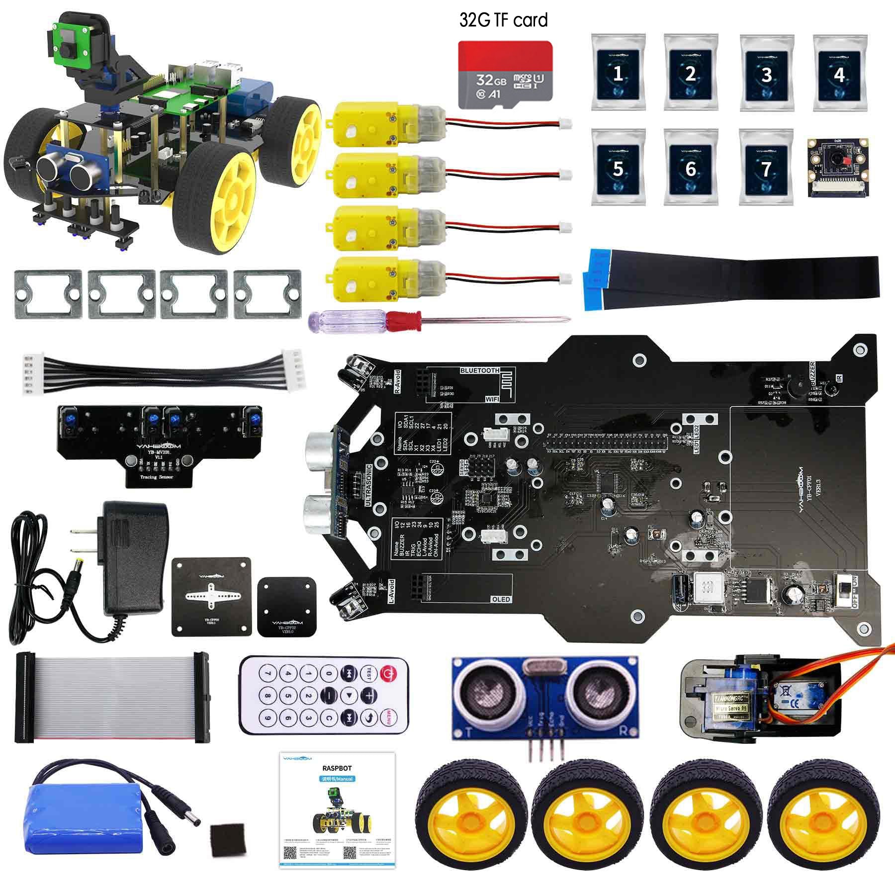 Yahboom Raspbot AI Vision STEM Education Robot Car with FPV Camera for Raspberry Pi 4B