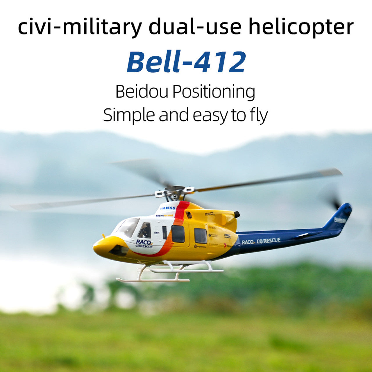 FLYWING Bell 412 470L V4 Military Rescue RC Helicopter Upgraded ACE flight control System RTF Helicopter
