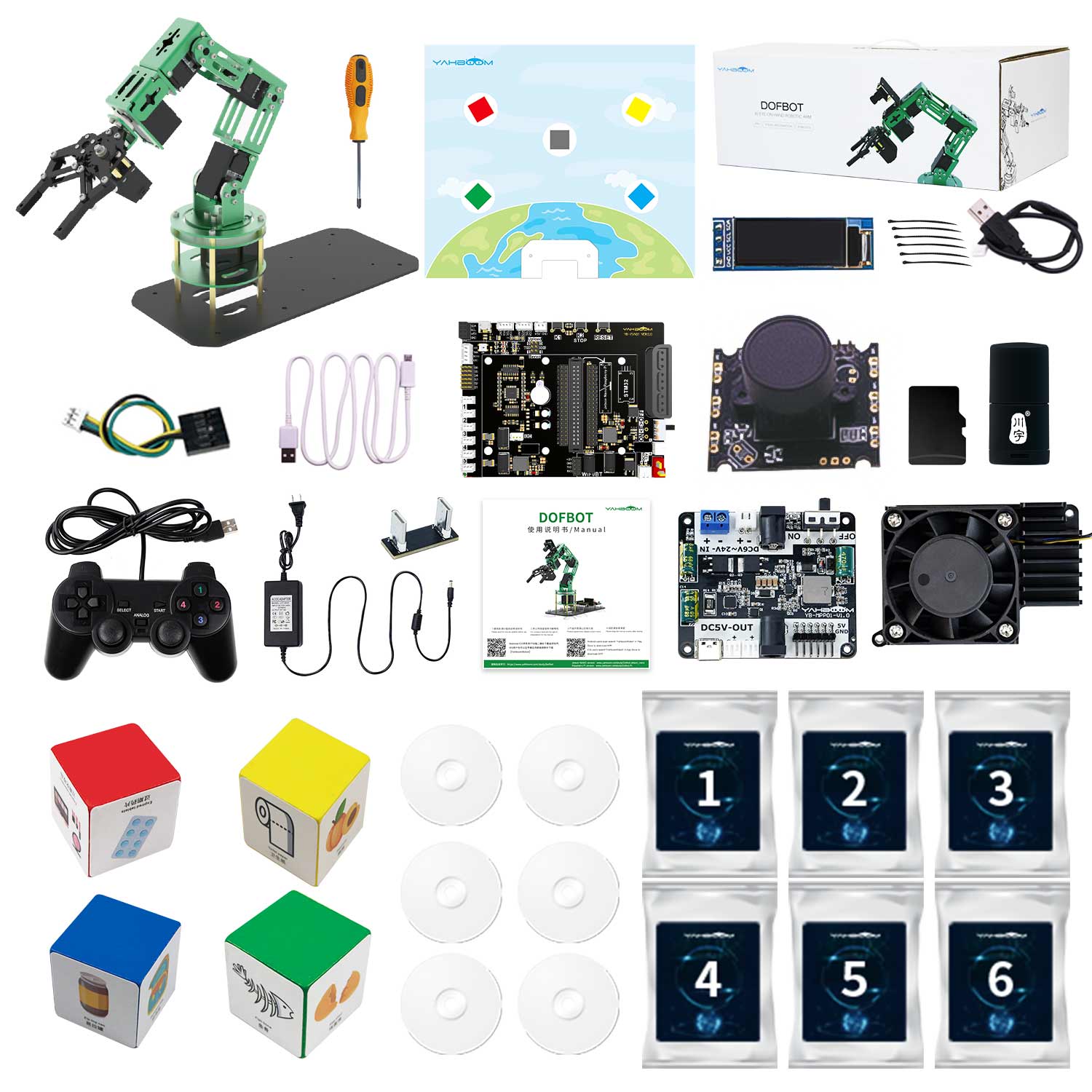Yahboom DOFBOT AI Vision Robotic Arm ROS STEM Education Python Programming Robot for Raspberry Pi 4B 8GB/4GB