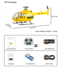 FLYWING BO-105 RC Helicopter 450L Class 6CH Brushless GPS Stabilized Altitude Hold RC Helicopter H1 Flight Controller