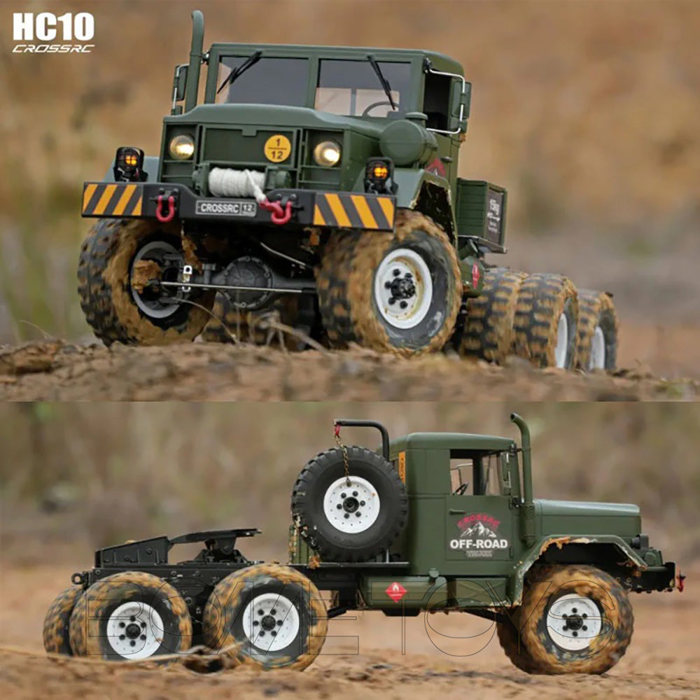 CROSSRC HC10 Military Truck 1/12 RC Car 6WD Transport Off-Road Tractor 10 Tires Dual Speed Vehicle KIT/RTR