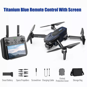 SMRC S840 PRO Titanium Blue 8K Drone 3-Axis Gimbal EIS Camera Intelligent Obstacle Avoidance 5G GPS Quadcopter with Screen Remote Control
