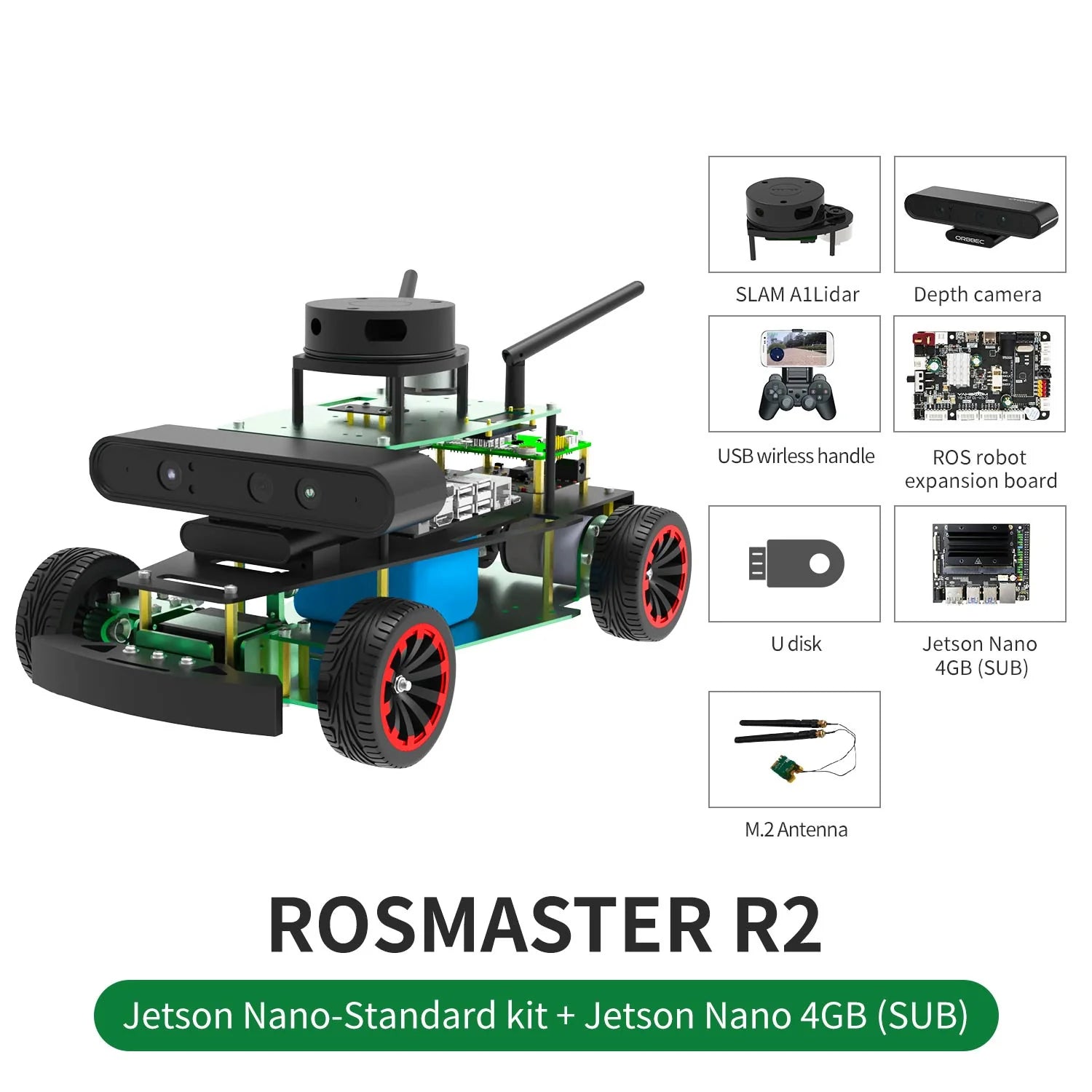 ROSMASTER R2 ROS2 STEM Education Python Programming Robot with Ackermann structure for Jetson NANO 4GB/Orin NANO/Orin NX/RPi 4B(Max Speed:1.8m/s)