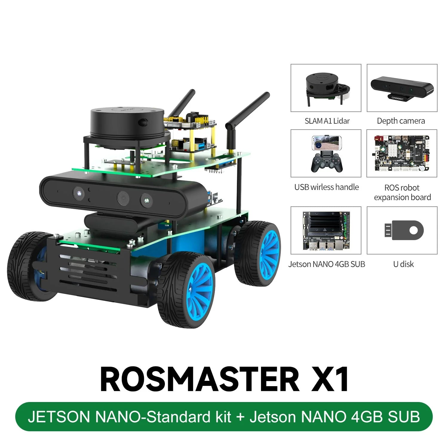 ROSMASTER X1 ROS STEM Education Python Programming Robot for Jetson NANO 4GB/TX2 NX/RaspberryPi 4B
