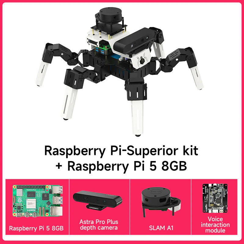 Yahboom 18DOF Muto RS Hexapod Robot ROS2 STEM Education Python Programming Robot for Raspberry Pi 4B and NVIDIA Jetson NANO